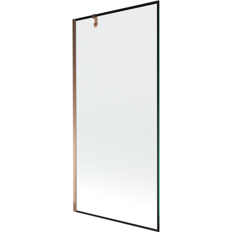 Mexen Next 1 szárnyú zuhanyfal 90 x 150 cm, fekete keret, rózsaszín arany - 895-090-000-00-70-60