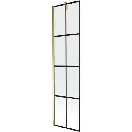 Mexen Next 1-szárnyú fürdőkádparaván 50 x 150 cm, fekete rácsos, arany - 895-050-000-00-77-50
