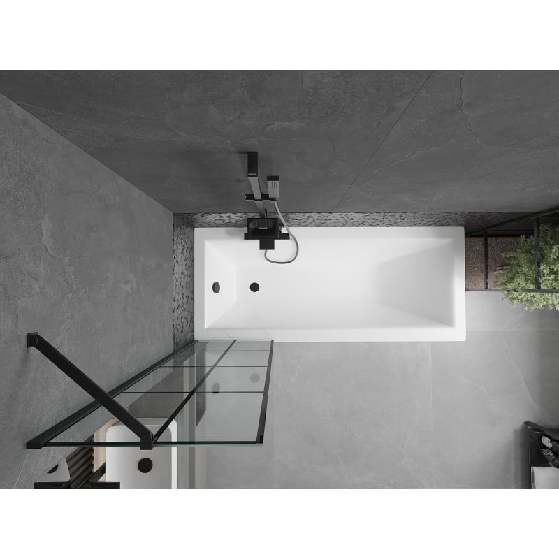 Mexen Next 1-szárnyú fürdőszobai paraván, 50 x 150 cm, fekete rács, fekete - 895-050-000-00-77-70