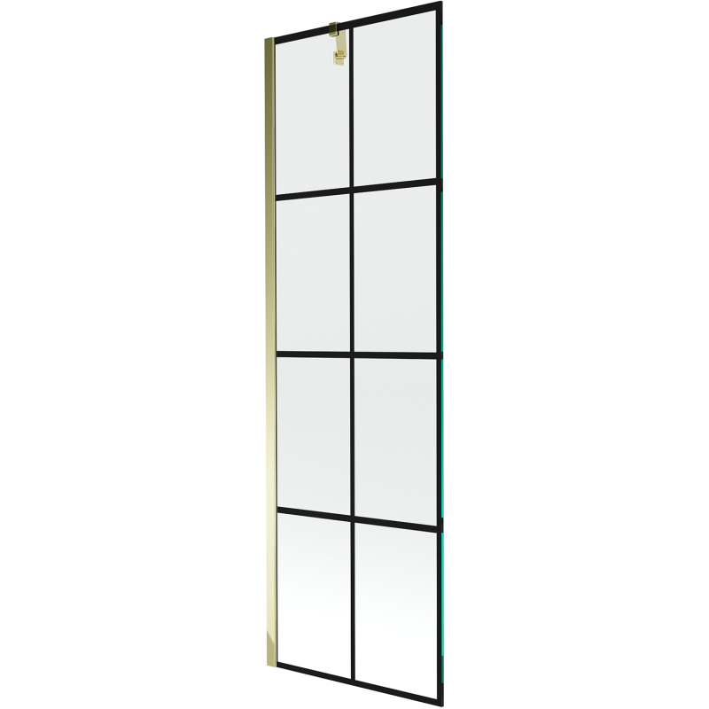 Mexen Next 1-szárnyú zuhanyfal 60 x 150 cm, fekete rácsos, arany - 895-060-000-00-77-50