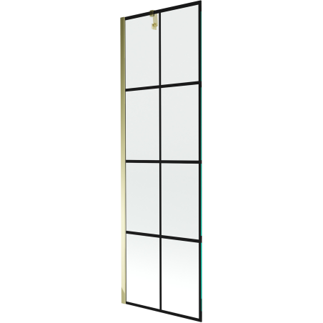 Mexen Next 1-szárnyú zuhanyfal 60 x 150 cm, fekete rácsos, arany - 895-060-000-00-77-50