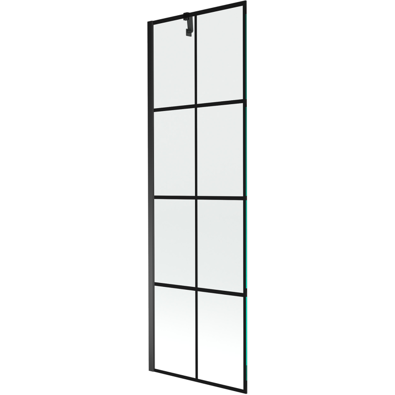 Mexen Next 1-szárnyú fürdőkád paraván 60 x 150 cm, fekete rácsminta, fekete - 895-060-000-00-77-70