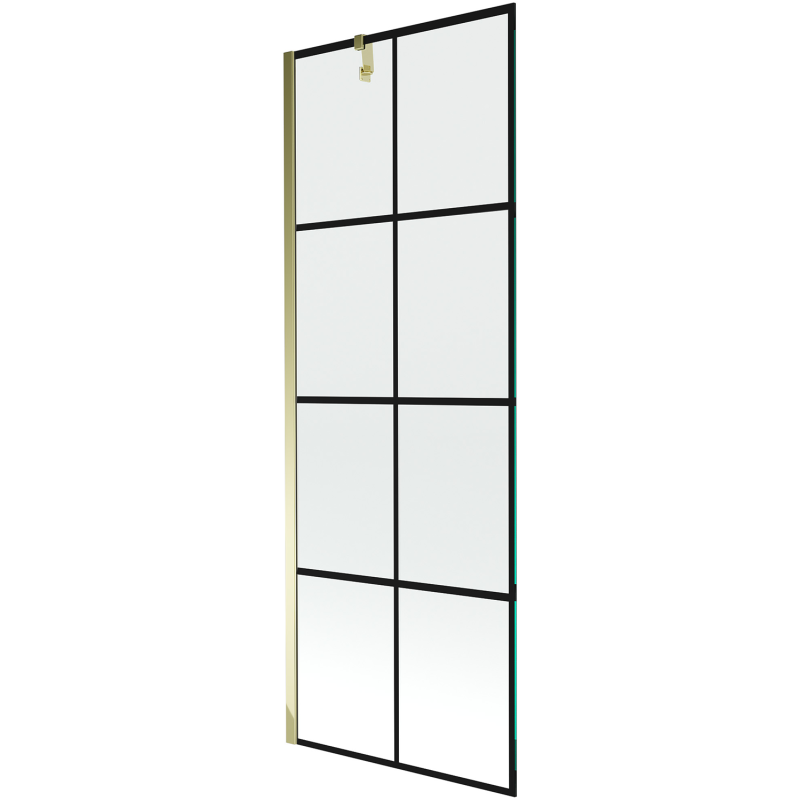 Mexen Next 1 szárnyú zuhanyfal 70 x 150 cm, fekete rács, arany - 895-070-000-00-77-50