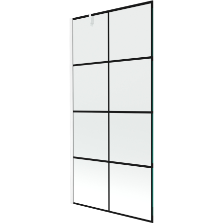 Mexen Next 1-szárnyú zuhanyfal 90 x 150 cm, fekete rács, fehér - 895-090-000-00-77-20