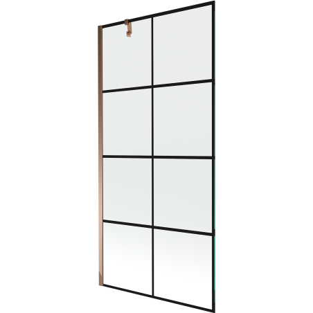 Mexen Next 1-szárnyú fürdőszobapanel 90 x 150 cm, fekete rács, rózsaarany - 895-090-000-00-77-60