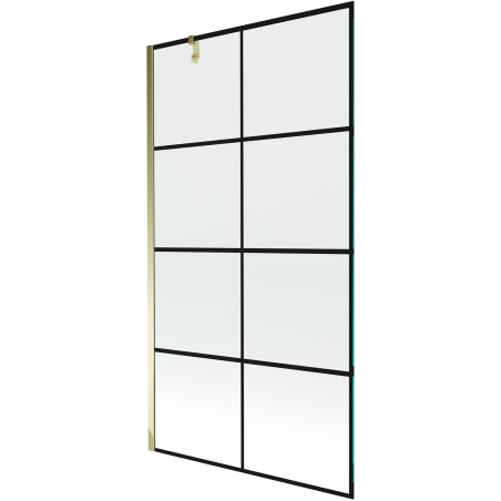 Mexen Next 1-szárnyú kádparaván 100 x 150 cm, fekete rács, arany - 895-100-000-00-77-50