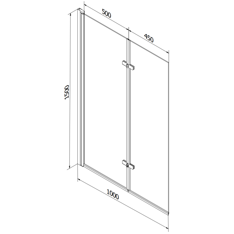 Mexen Castor paravan pentru cadă cu 2 foi 100 x 150 cm, transparent, auriu - 892-100-002-50-00