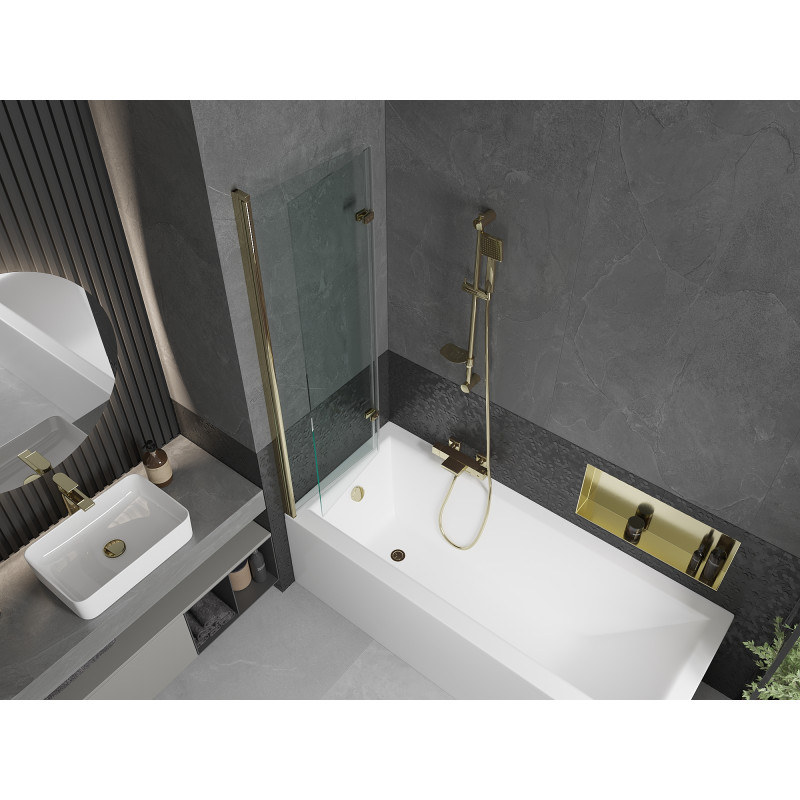 Mexen Castor paravan pentru cadă cu 2 foi 100 x 150 cm, transparent, auriu - 892-100-002-50-00