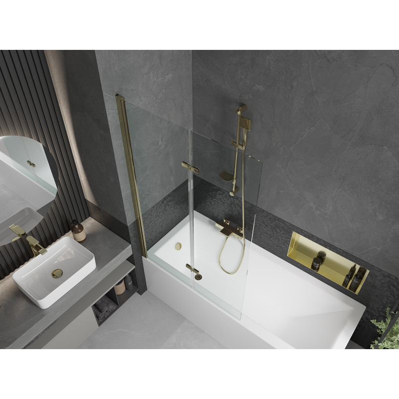 Mexen Castor paravan pentru cadă cu 2 foi 100 x 150 cm, transparent, auriu - 892-100-002-50-00