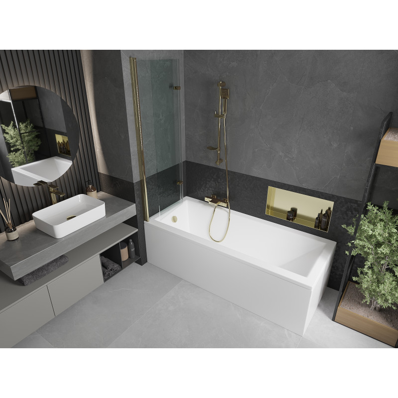 Mexen Castor paravan pentru cadă cu 2 foi 100 x 150 cm, transparent, auriu - 892-100-002-50-00