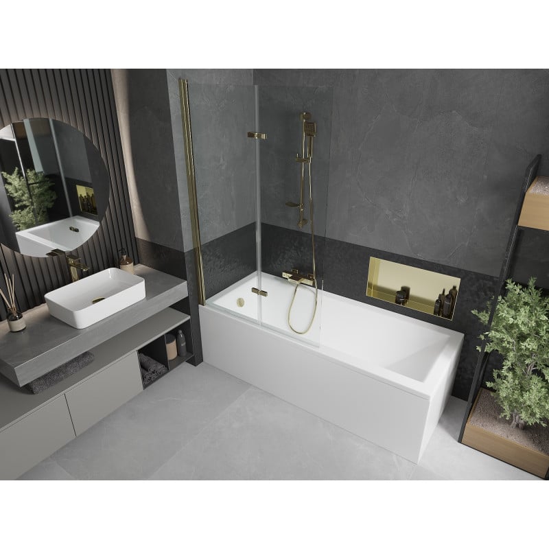Mexen Castor paravan pentru cadă cu 2 foi 100 x 150 cm, transparent, auriu - 892-100-002-50-00