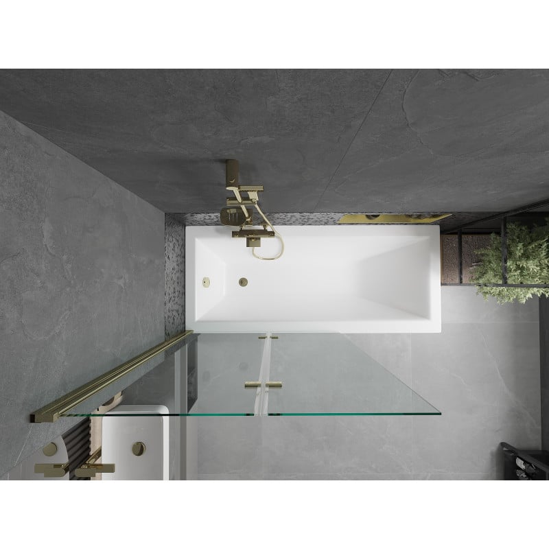Mexen Castor paravan pentru cadă cu 2 foi 100 x 150 cm, transparent, auriu - 892-100-002-50-00