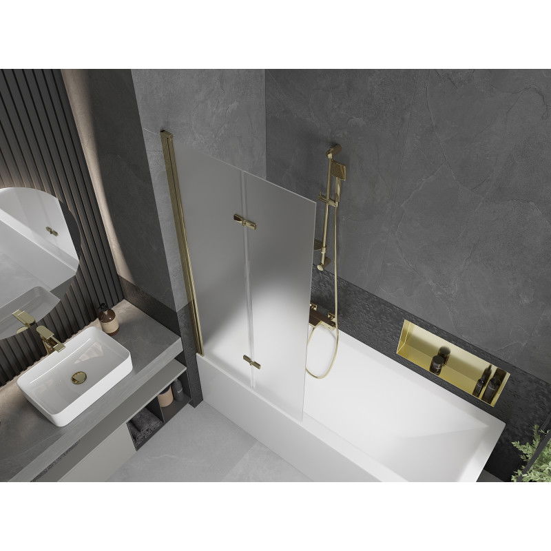 Mexen Castor kétszárnyú fürdőszobai paraván 80 x 150 cm, matt, arany - 892-080-002-50-30