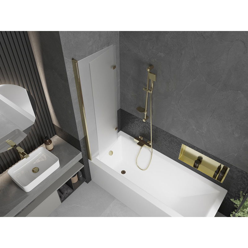 Mexen Castor paravan pentru cadă cu 2 uși 100 x 150 cm, înghețat, auriu - 892-100-002-50-30