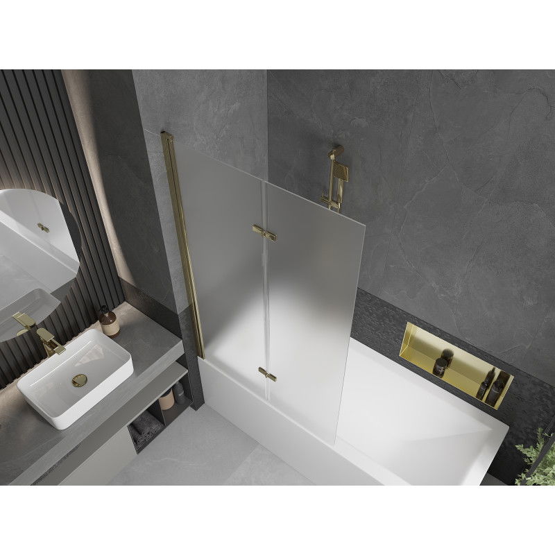 Mexen Castor paravan pentru cadă cu 2 uși 100 x 150 cm, înghețat, auriu - 892-100-002-50-30