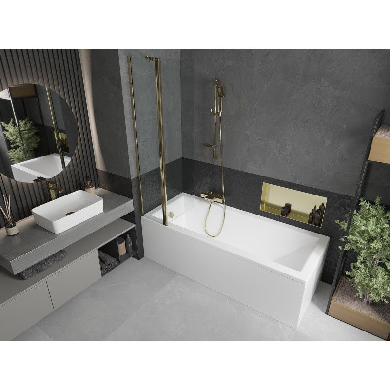 Mexen Flip paravan de baie cu 2 panouri 80 x 150 cm, transparent, auriu - 894-080-101-50-00