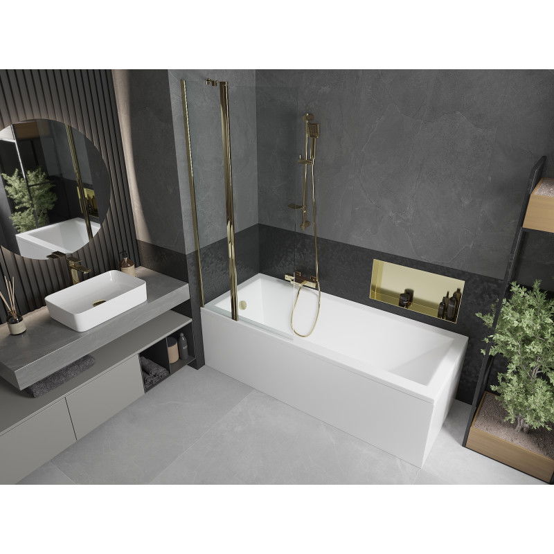 Mexen Flip paravan de baie cu 2 panouri 80 x 150 cm, transparent, auriu - 894-080-101-50-00