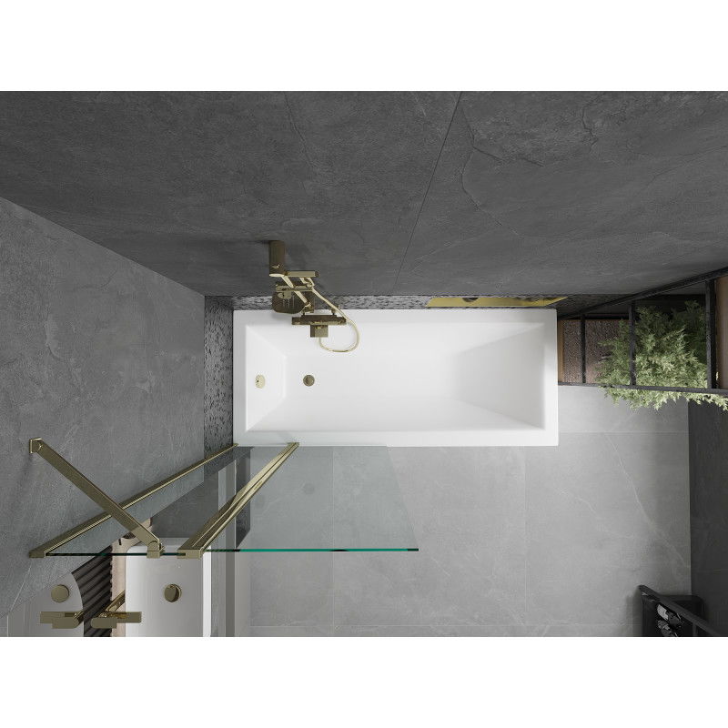 Mexen Flip paravan de baie cu 2 panouri 80 x 150 cm, transparent, auriu - 894-080-101-50-00