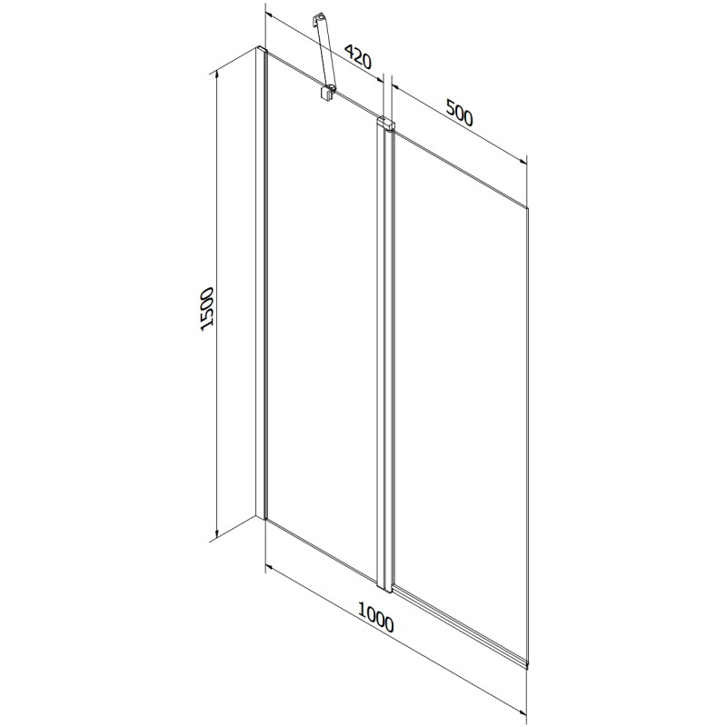 Mexen Flip kádparaván, 2-szárnyú, 100 x 150 cm, átlátszó, arany - 894-100-101-50-00