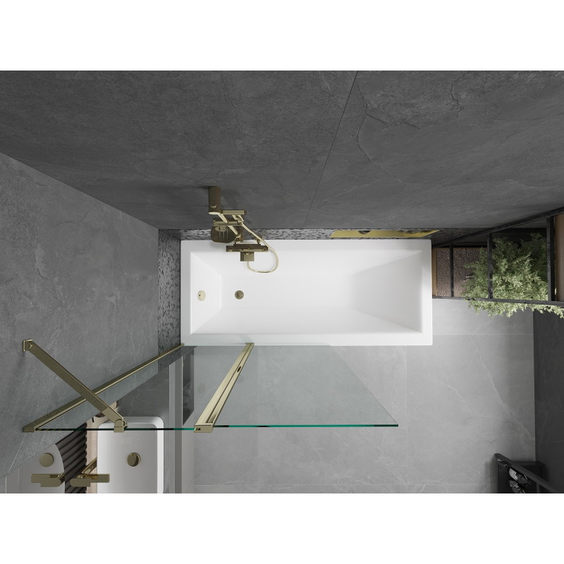 Mexen Flip kádparaván, 2-szárnyú, 100 x 150 cm, átlátszó, arany - 894-100-101-50-00