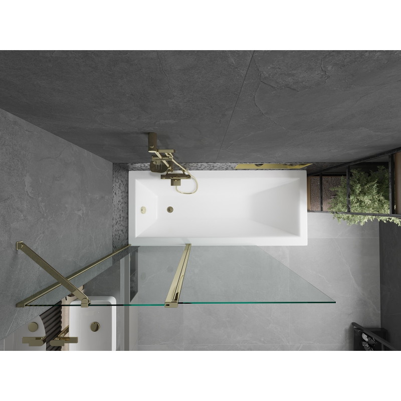 Mexen Flip paravan cadă cu 2 canaturi 120 x 150 cm, transparent, auriu - 894-120-101-50-00
