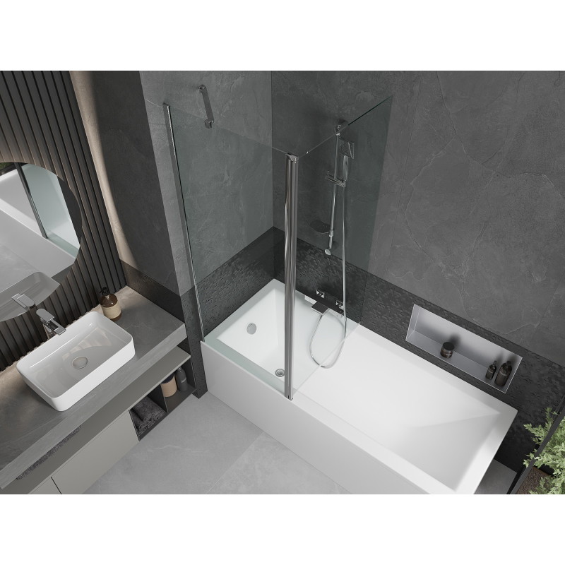 Mexen Flip 2-szárnyú kádparaván 140 x 150 cm, átlátszó, króm - 894-140-101-01-00