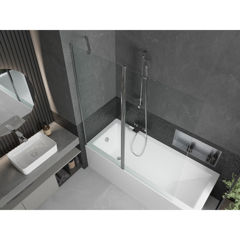 Mexen Flip 2-szárnyú kádparaván 140 x 150 cm, átlátszó, króm - 894-140-101-01-00