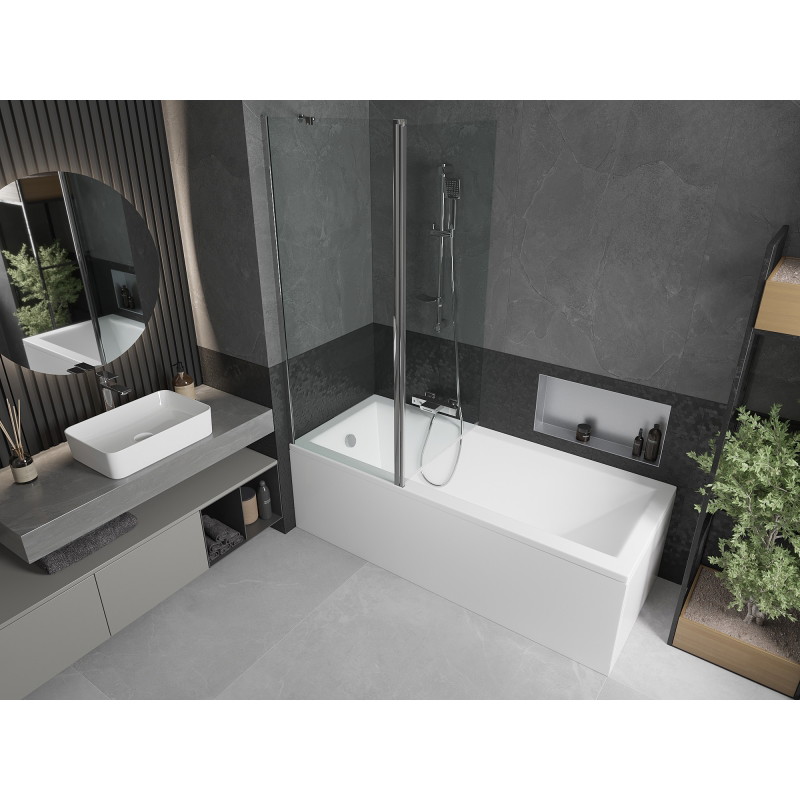 Mexen Flip paravan de cadă cu 2 panouri 140 x 150 cm, transparent, crom - 894-140-101-01-00