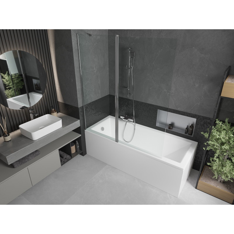 Mexen Flip 2-szárnyú kádparaván 140 x 150 cm, átlátszó, króm - 894-140-101-01-00