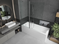 Mexen Flip paravan de cadă cu 2 canaturi 140 x 150 cm, transparent, crom - 894-140-101-01-00