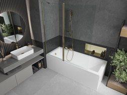 Mexen Flip paravan cadă 1-aripă 140 x 150 cm, Transparent, Aurie - 894-140-101-50-00