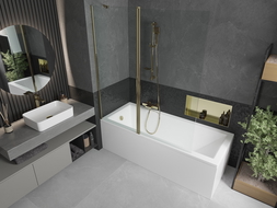 Mexen Flip paravan de baie cu 2 uși 140 x 150 cm, transparent, auriu - 894-140-101-50-00