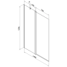 Mexen Flip kétszárnyas fürdőkádparaván 140 x 150 cm, átlátszó, fekete - 894-140-101-70-00