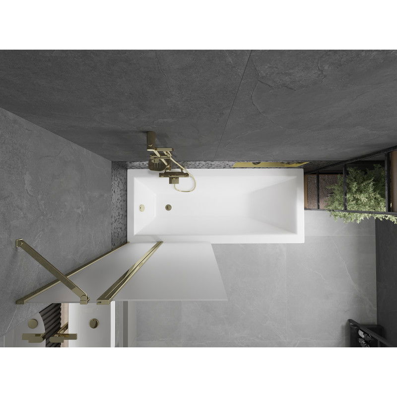 Mexen Flip kádparaván 2-szárnyú 80 x 150 cm, zúzmarás, arany - 894-080-101-50-30