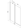 Mexen Flip 2-szárnyú fürdőkád paraván 80 x 150 cm, zúzmarás, fekete - 894-080-101-70-30