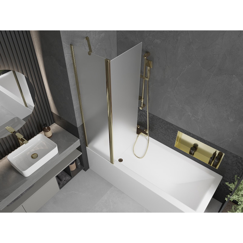 Mexen Flip paravan de cadă cu 2 aripi 100 x 150 cm, îngheț, auriu - 894-100-101-50-30