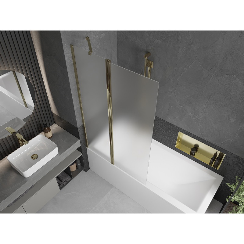 Mexen Flip paravant pentru cadă, cu 2 panouri, 100 x 150 cm, mat, auriu - 894-100-101-50-30