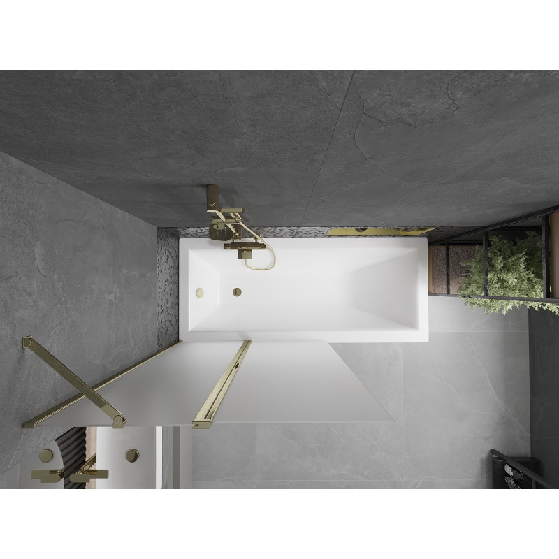 Mexen Flip paravant pentru cadă, cu 2 panouri, 100 x 150 cm, mat, auriu - 894-100-101-50-30