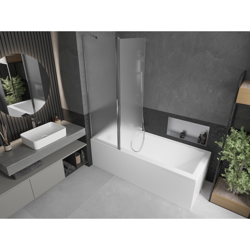 Mexen Flip 2-szárnyas kádparaván 120 x 150 cm, zúzott, króm - 894-120-101-01-30