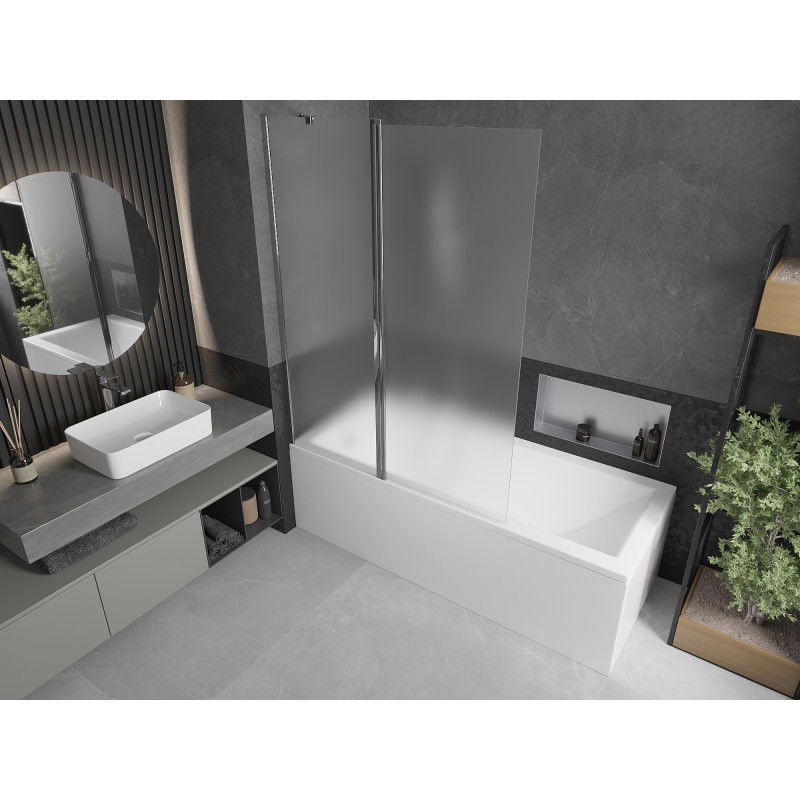 Mexen Flip 2-részes kádparaván 120 x 150 cm, homályos, króm - 894-120-101-01-30