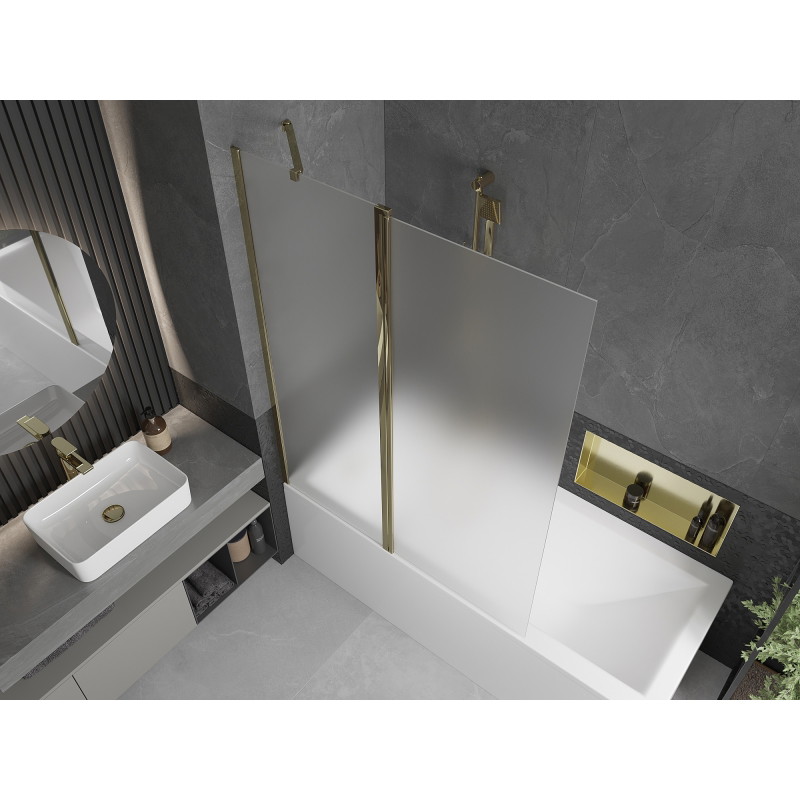 Mexen Flip paravan de cadă cu 2 panouri 120 x 150 cm, mat, auriu - 894-120-101-50-30