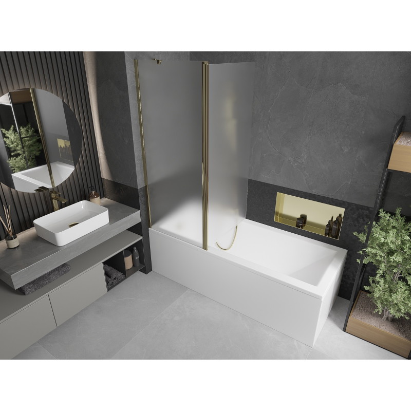 Mexen Flip paravan cadă 2-panouri 140 x 150 cm, șanfren, auriu - 894-140-101-50-30
