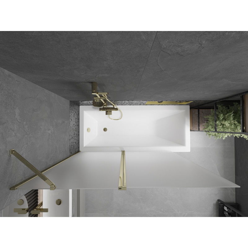Mexen Flip 2-szárnyú fürdőkád paraván 140 x 150 cm, matt, arany - 894-140-101-50-30