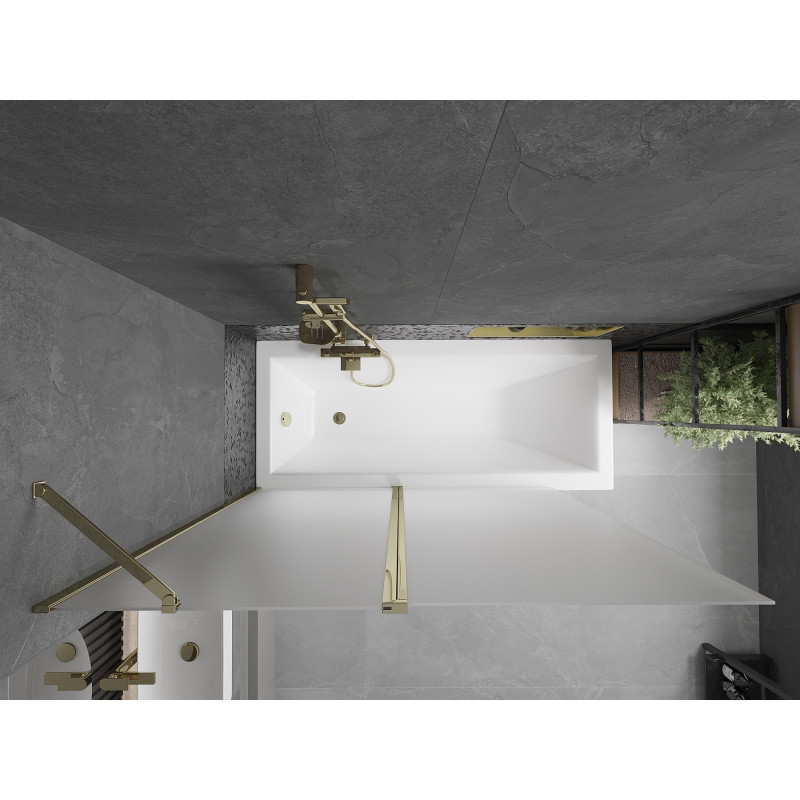Mexen Flip paravan de cadă cu 2 panouri 140 x 150 cm, înghețat, auriu - 894-140-101-50-30