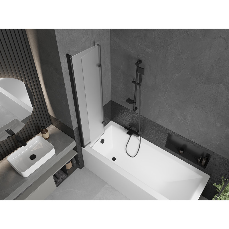 Mexen Castor paravan cadă 2-aripi 80 x 150 cm, Înghețat, Neagră - 892-080-002-70-30