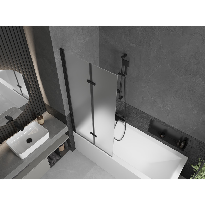Mexen Castor 2 szárnyas kádparaván 80 x 150 cm, Savmart, Fekete - 892-080-002-70-30