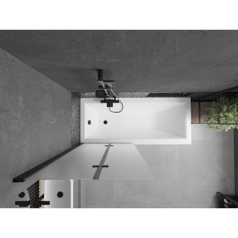 Mexen Castor paravan cadă 2-aripi 80 x 150 cm, Înghețat, Neagră - 892-080-002-70-30