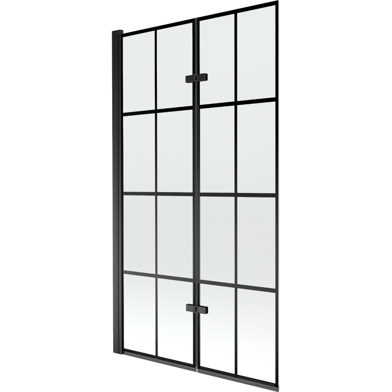 Mexen Castor 2 szárnyas kádparaván 100 x 150 cm, Fekete minta, Fekete - 892-100-002-70-77