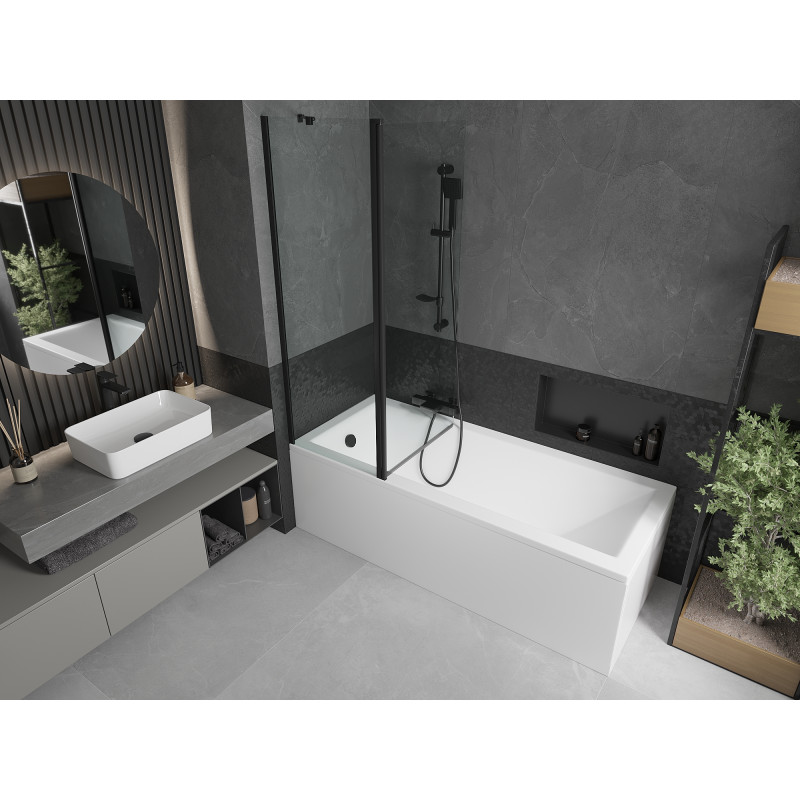 Mexen Flip paravan cadă 1-aripă 120 x 150 cm, Transparent, Neagră - 894-120-101-70-00