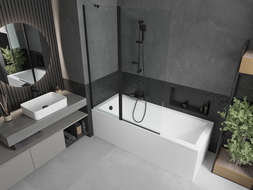 Mexen Flip paravan cadă 1-aripă 120 x 150 cm, Transparent, Neagră - 894-120-101-70-00